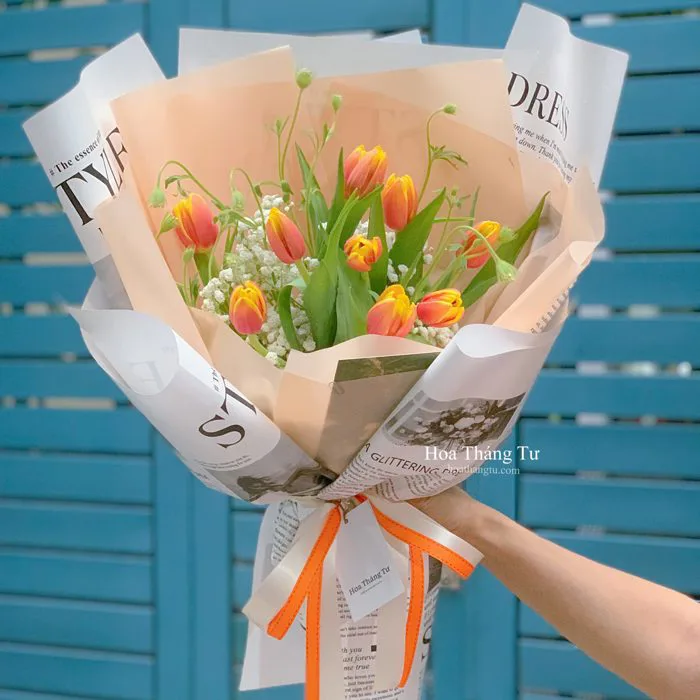 Bó hoa tulip cam tặng sinh nhật