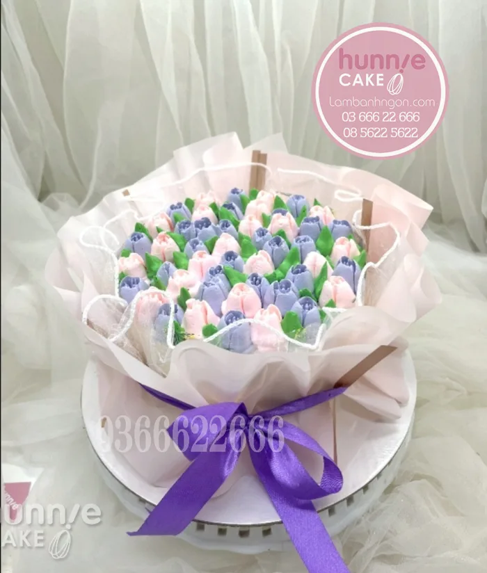 Bánh sinh nhật bó hoa tulip xinh tặng bạn gái ý nghĩa 10228 - Bánh sinh nhật,  kỷ niệm