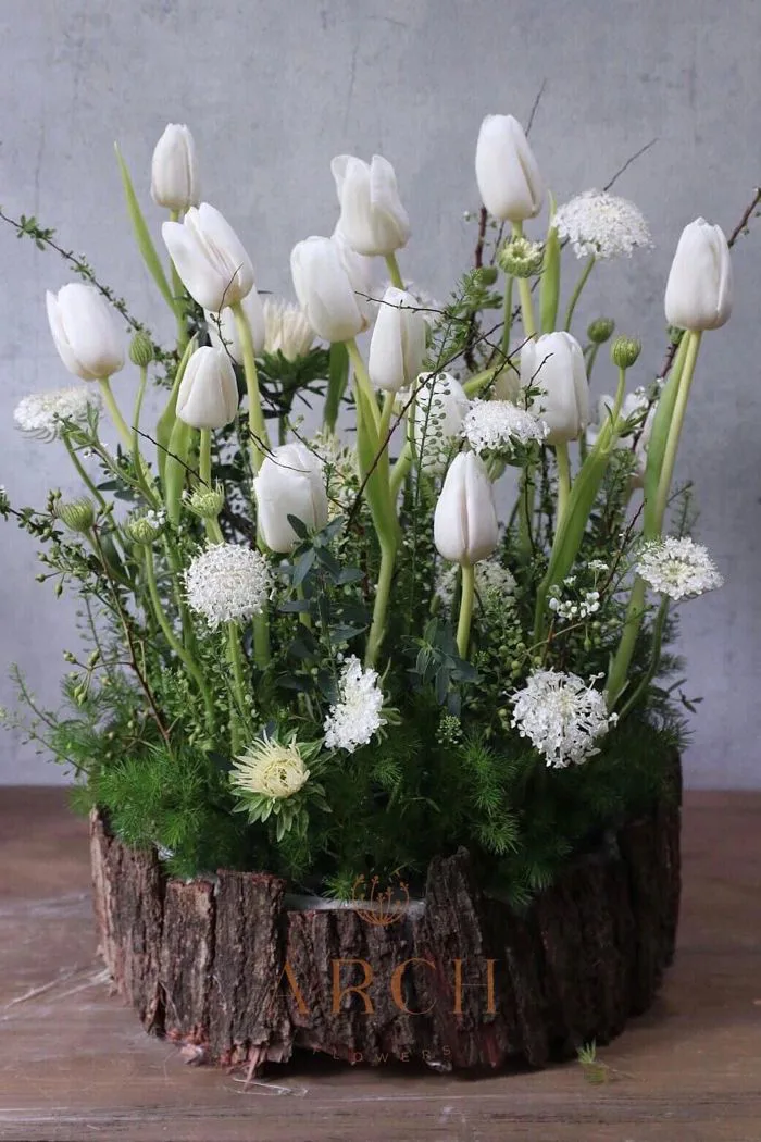 Hộp Hoa Chúc Mừng Sinh Nhật Tulip trắng A0177