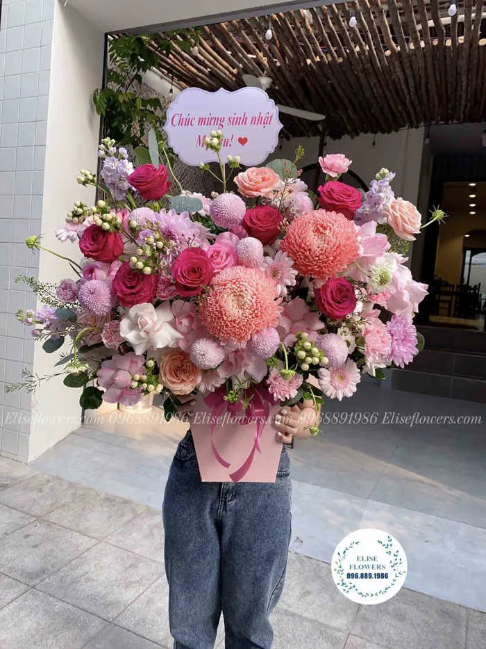 Lẵng hoa nhập khẩu mừng sinh nhật mẹ | Lẵng hoa chúc mừng sinh nhật