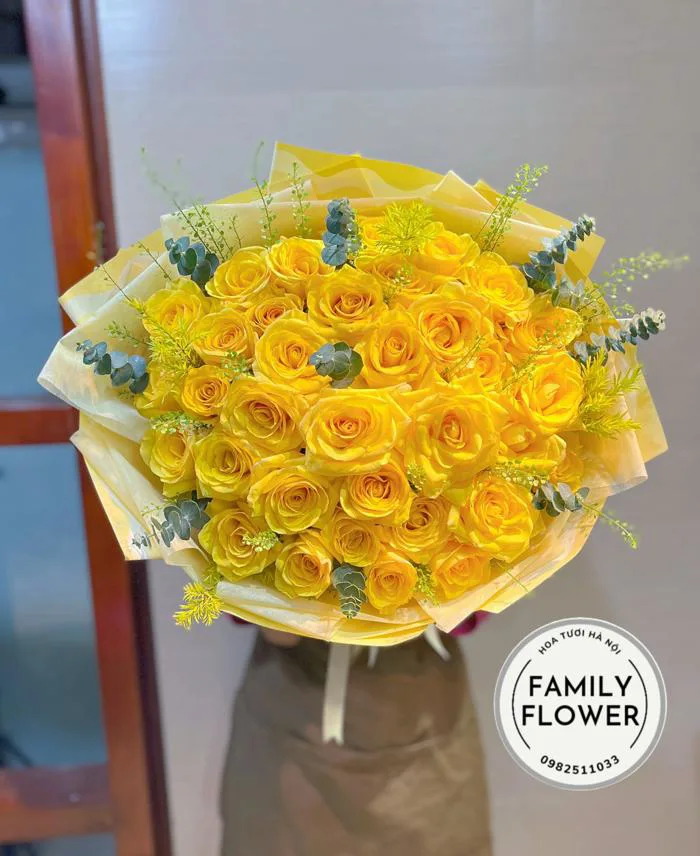 Bó hoa hồng vàng tặng sinh nhật phái mạnh ở Hà Nội - Hoa tươi Hà Nội