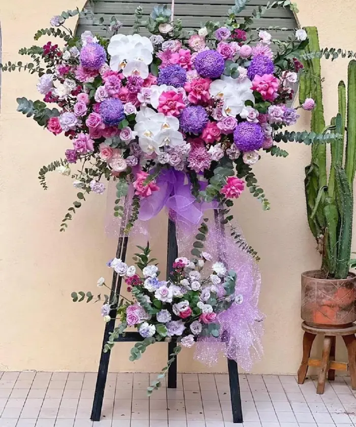 Mẫu lẵng hoa sinh nhật 2 tầng đẹp, sang trọng @7F Garden