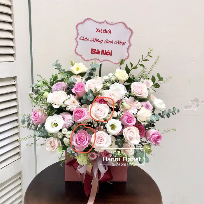 Lẵng Hoa 2 Tầng Để Bàn Tặng Sinh Nhật, Khai Trương | HanoiFlorist